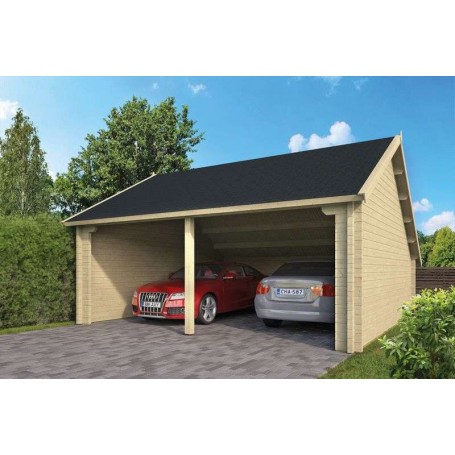 Garage / Carport 2 voitures 36m2 600x600cm Ulysse de Jardin et Chalet