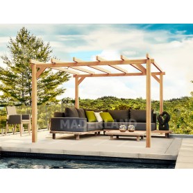 Pergola adossee en bois - Meleze douglas rabote - 400x300 cm