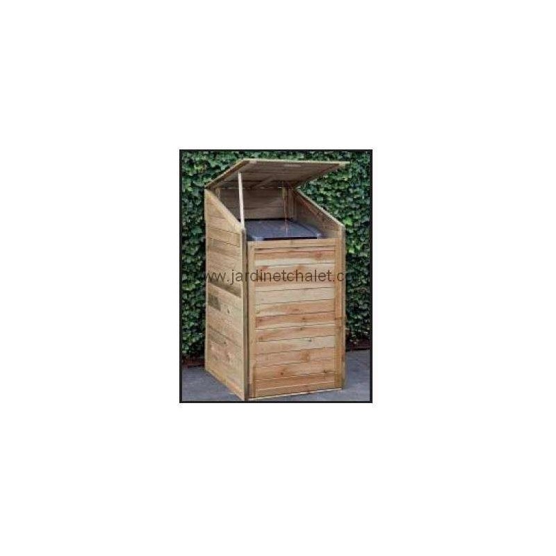 Cache-poubelle simple en bois exotique - 75 x 75 x 135 cm