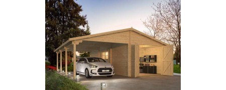 Garage en bois pour voiture livré en kit - Jardin & Chalet