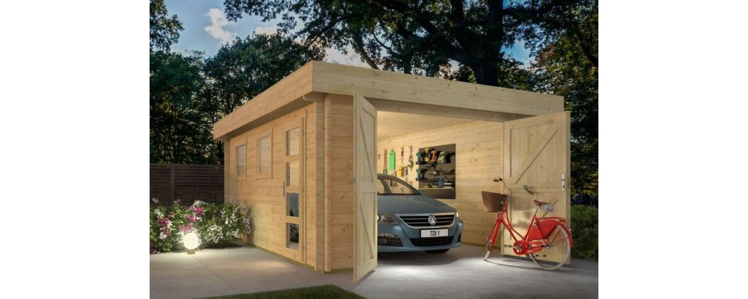 Garage en bois pour y garer une voiture - Jardin & Chalet