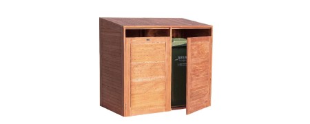 cache poubelles double en bois dur pour conteneur - Jardin & Chalets