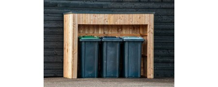 cache poubelles triple en bois pour conteneurs - Jardin & Chalets