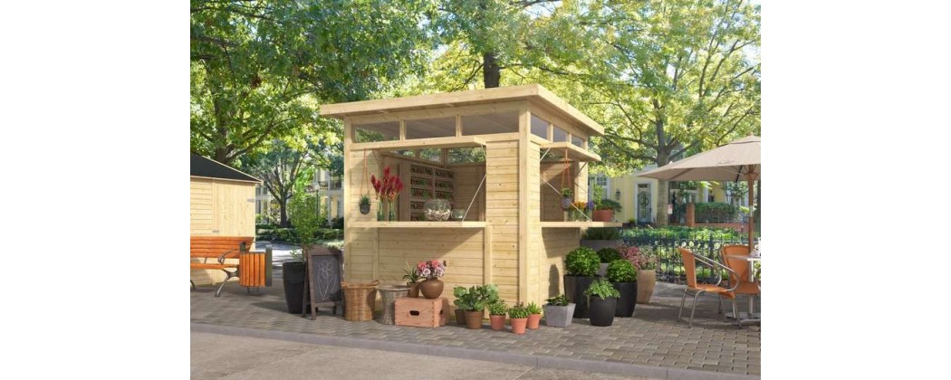 Kiosque boutique en bois avec toit plat - Jardin & Chalet