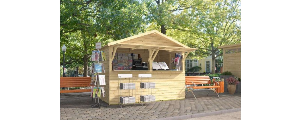 Kiosque boutique en bois avec toiture à deux pentes - Jardin & Chalet